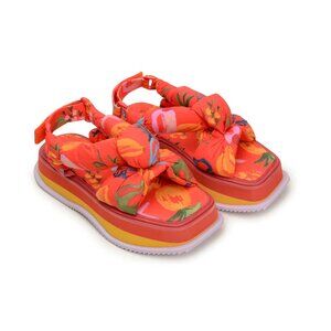 Farm Rio Red Fruit Scarf Platform Sandal Sz 8